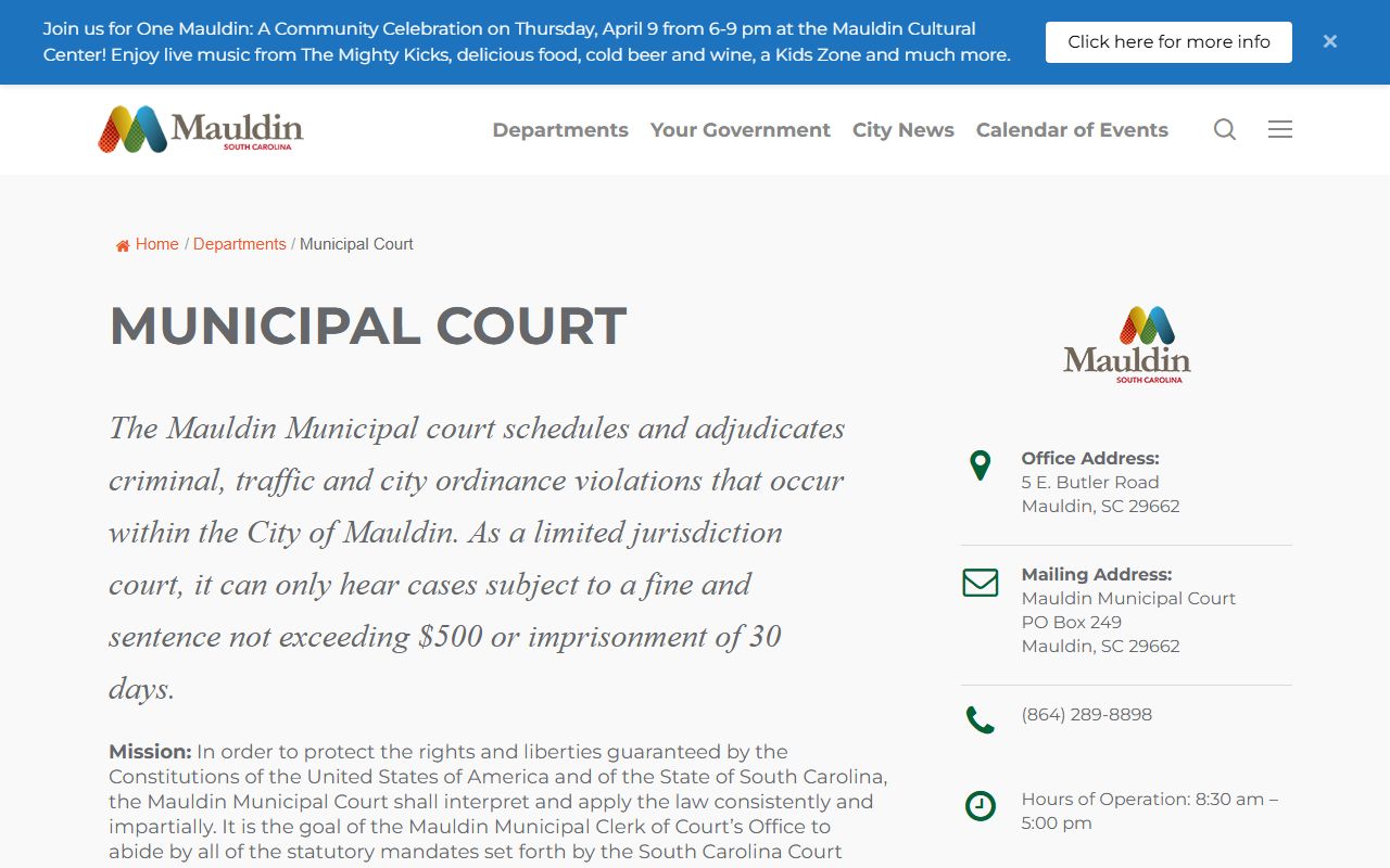 Mauldin municipal court divorce records Greenville County