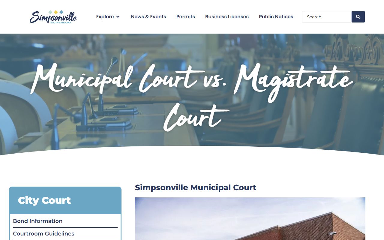 Simpsonville municipal court divorce records Greenville County