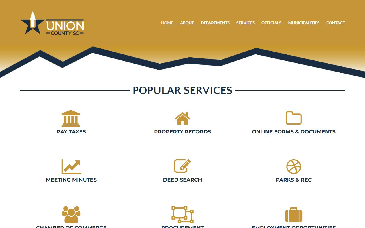 Union County government portal with links to court and records services
