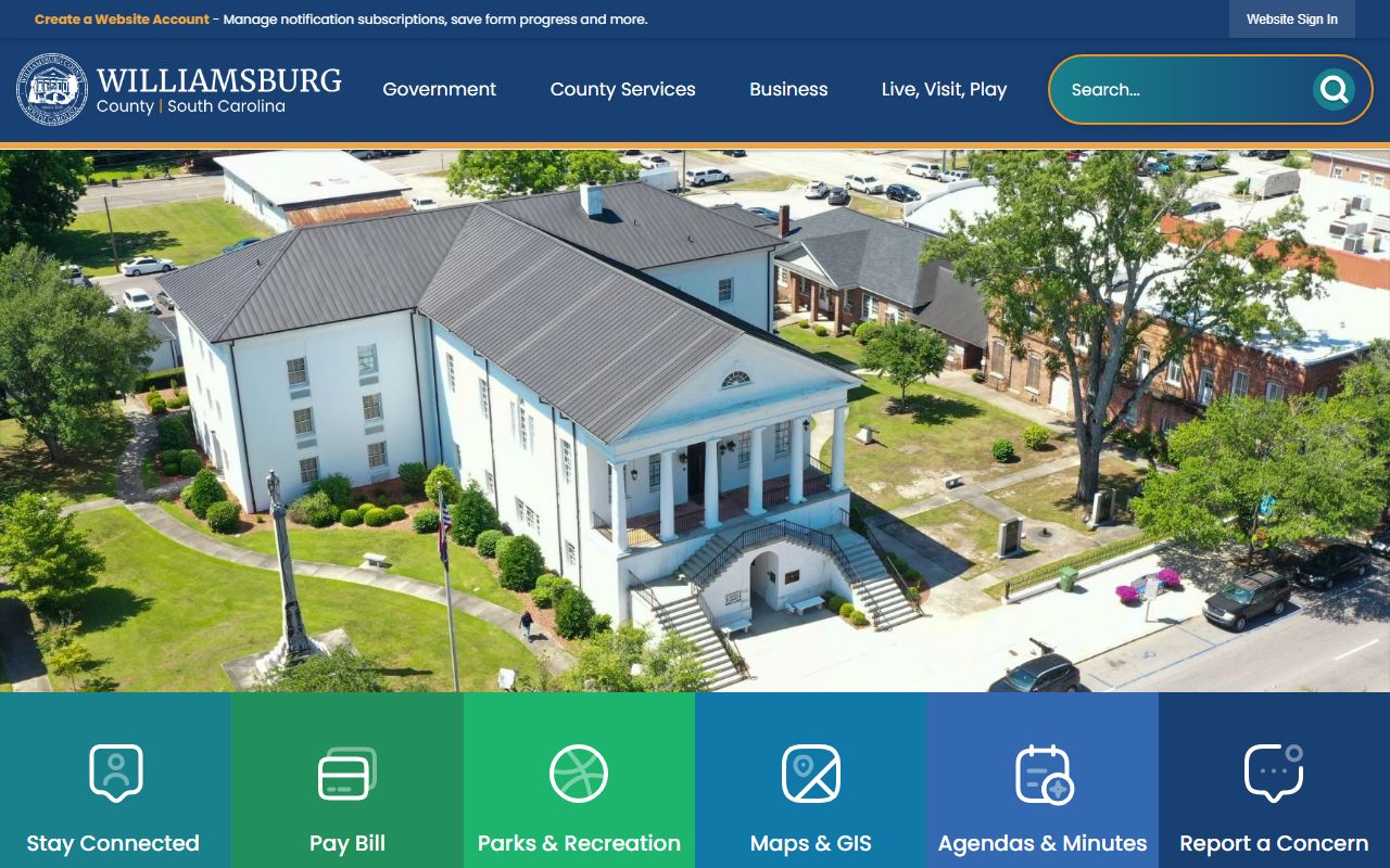 Williamsburg County portal with links to court and clerk of court services